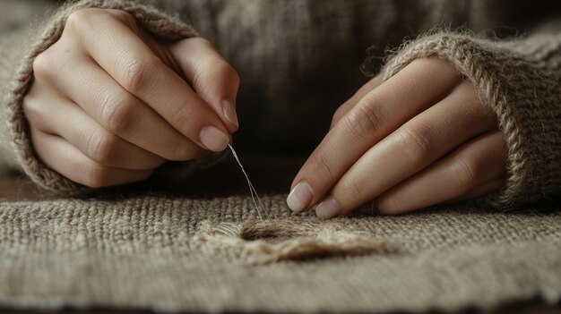 Osoba haftująca w pracowni